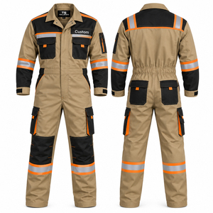 Cotton Blend Mechanic Jumpsuit With <b>Zipper</b> Front Mens <b>Heavy</b> <b>Duty</b> Work Coveralls Long Sleeve Utility Work Jumpsuit With Multiple - Product Image 2