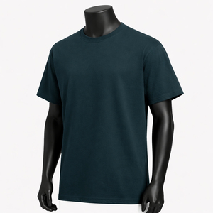 Men's Dark <b>Green</b> Cotton <b>T</b>-<b>Shirt</b> Short Sleeve O-Neck Regular Fit Casual Jersey Knitted Solid Color <b>Plain</b> Dyed - Product Image 1