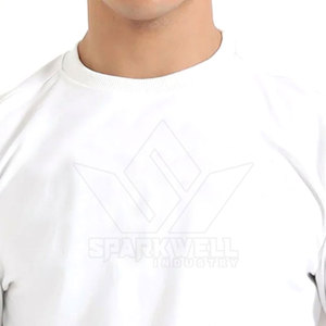 <b>Men's</b> <b>White</b> Raglan Sleeve Pullover <b>Sweatshirt</b> Crew Neck Regular Fit Solid Color Casual Knitted Cotton Autumn Wear - Product Image 5