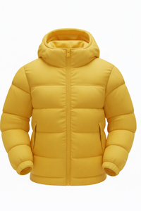 Veste matelassée jaune à capuche pour homme, épaisse et chaude, style décontracté, imperméable et écologique, avec fermeture éclair, idéale pour l'extérieur. - Product Image 2