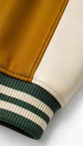 Manches en cuir pour le sport, broderies, patchs, style streetwear viral, style américain classique - Product Image 5