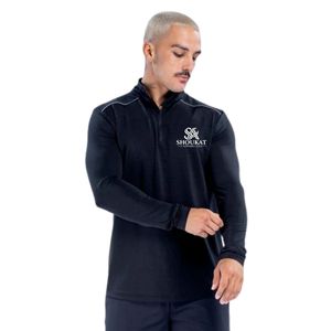 Mens Black Quarter <b>Zip</b> Long Sleeve <b>Shirt</b> High Neck Slim Fit Sportswear Casual Top Custom Logo Shoukat Apparel Manufacturer - Product Image 2