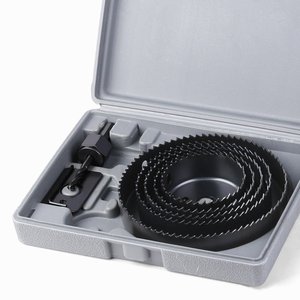 16Pcs Carbon Steel Wood Hole Saw Kit <b>Set</b> with Black Finish and Hex Shank for Wood Drywall Plastic Cutting in Plastic Box - Product Image 1
