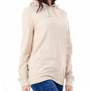 เสื้อสเวตเชิ้ตมีฮู้ดสีเบจสำหรับผู้หญิง ทรงปกติ ผ้าฝ้าย สีพื้น ดีไซน์โลโก้ด้านหน้า เหมาะสำหรับใส่ในฤดูใบไม้ร่วง ผ้าถักที่ระบายอากาศได้ดี - Product Image 1