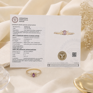 Bague de fiançailles en or jaune massif 14 carats certifiée IGI pour femme, avec diamant de laboratoire et alexandrite, style papillon, vente en gros - Product Image 6