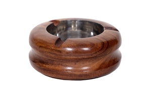 Cendrier sans fumée en aluminium, carré, style américain, portable, cadeau, plateau en bois de sheesham, insert en verre transparent moderne - Product Image 5