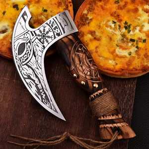 Hacha para Pizza Vikinga Hecha a Mano al por Mayor, Forjada a Mano en Acero con Alto Contenido de Carbono, Cortador de Pizza DIY, Rebanador Premium de Madera con 3 Años de Garantía - Product Image 4