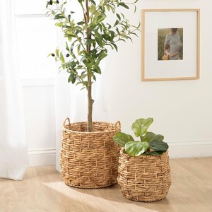 Natural <b>Water</b> <b>Hyacinth</b> <b>Basket</b> Woven Storage Bin with Handles for Laundry Blankets Toys Plants Living Room Bedroom Decor Supplier - Product Image 6