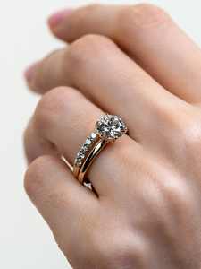 Bague de fiançailles en diamant de laboratoire de luxe VVS Diam 1,00 ct, taille ronde, avec alliance de mariage en or 18K/14K/10K, cadeau de bijoux fins - Product Image 4