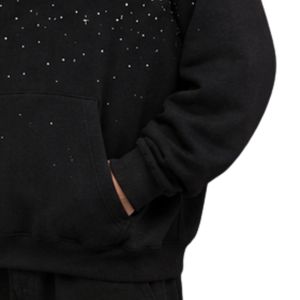 เสื้อฮู้ดโอเวอร์ไซส์สีดำสำหรับผู้ชาย ตกแต่งด้วยคริสตัลรูปดาวและเพชรเทียม ผ้าฝ้ายหนานุ่ม สไตล์สตรีทแวร์ เหมาะสำหรับฤดูหนาว - Product Image 5