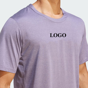 T-shirt à manches courtes pour homme, couleur violette, col rond, coupe classique, tissu jersey à séchage rapide, logo imprimé sur le devant, style décontracté - Product Image 6