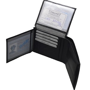 Portefeuille en cuir véritable Coronet International, porte-cartes multiples, fermeture pliante, style minimaliste unisexe, noir - Product Image 1