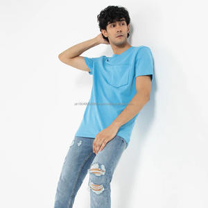 T-shirts pour hommes en gros d'usine, pas chers, personnalisés avec des images imprimées, t-shirts avec poche latérale sur la poitrine - Product Image 1