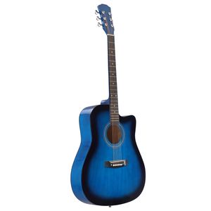 Chitarra Acustica Blu da 41 Pollici con Forma Dreadnought, Cutaway, Corde, Capotasto, Accordatore, Borsa per il Trasporto, Chiave per Accordatura, Strumento per Principianti - Product Image 1