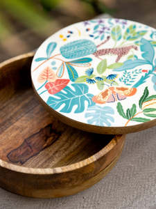 Bol de service RoyalNest en bois émaillé imprimé – Vaisselle artisanale de luxe pour fruits, collations, desserts et décoration intérieure - Product Image 2