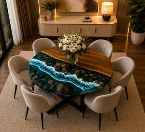 Wholesale Custom Solid Wood <b>Epoxy</b> Resin <b>Table</b> Live Edge River Dining <b>Table</b> Luxury Handmade Wooden Furniture for Dining Room Cafe - Product Image 5