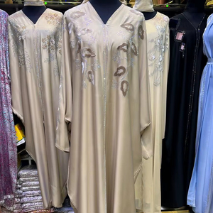 Wholesale Modest Dubai Beaded Sequined <b>Long</b> Sleeve Abaya Muslim Traditional Handmade Wedding Women Breathable V Neck - Product Image 2