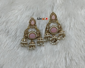 Pendientes de Perlas y Piedras de Diseño Étnico Tradicional, de Alta Calidad, Chapados en Oro con Aleación de Zinc, Regalo para Mujer - Product Image 3
