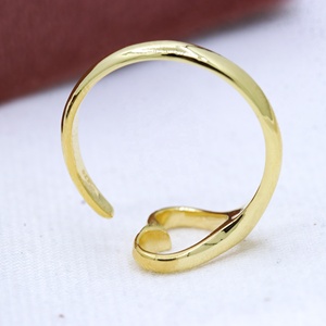 Wholesale 925 Solid Sterling <b>Silver</b> 18K Yellow Gold Plated Open Heart <b>Adjustable</b> <b>Ring</b> Memoria Jewels - Product Image 2