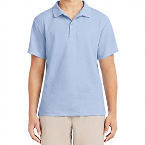 Polo à manches courtes bleu marine pour homme, 100% coton, tricoté, respirant, design uni, décontracté, boutons sur le devant, coupe classique - Product Image 5