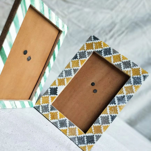 Handcrafted Unique Resin Photo <b>Frame</b> with Bone Inlay Modern Adjustable Tabletop Hanging Style Living Room Home Decor - Product Image 3