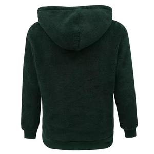 Sweat-shirt à capuche en polaire vert foncé pour homme, coupe classique, vêtements décontractés pour l'hiver - Product Image 2