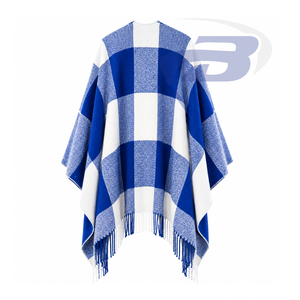 Zeta Phi Beta ZPB Sorority – Cape châle à carreaux blancs et bleus pour femme, cardigan décontracté 100 % acrylique, chaud pour l'hiver, écharpe à porter au quotidien - Product Image 3