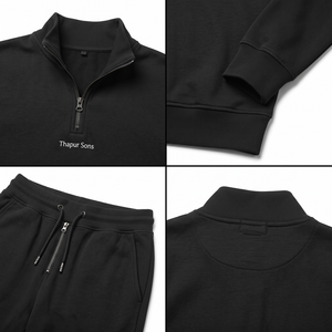 Chándal de punto de poliéster transpirable y ligero para hombre con cremallera de cuarto, ideal para invierno y ocio, con logo personalizado, modelo jogger en blanco, venta al por mayor. - Product Image 4