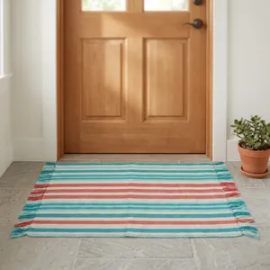 Alfombra Moderna a Rayas para Acampar al Aire Libre, de Poliéster, Tejido Plano, Rectangular, Reversible, Lavable a Máquina, Apta para Mascotas, de Pelo Corto, Antideslizante - Product Image 2