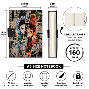 <b>A5</b> Eco Friendly Handmade Paper <b>Notebook</b> 100 Pages Premium Quality Action Comic Style Theme Hard Cover Journal Diary Sketchbook - Product Image 5