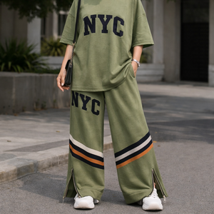 Survêtement unisexe tendance en polaire tissée respirante avec sweat à capuche et t-shirt, style streetwear - Product Image 6