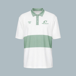 เสื้อเชิ้ตผู้ชาย Ostriya สีขาวเขียว โลโก้ด้านหน้า แขนสั้น ทรงปกติ ระบายอากาศได้ดี ผ้าเจอร์ซีย์กันยับ สวมใส่สบายๆ - Product Image 4