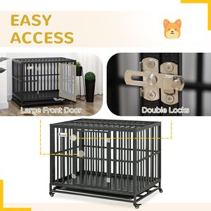 Gabbia per Cani in Metallo Robusto da 44 cm con Recinto e Vassoio Rimovibile, Gabbia per Mobilità - Product Image 6
