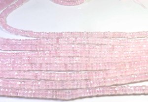 Natural <b>Pink</b> Rose Quartz Beads 16"Inch Heishi Shape Faceted Center <b>Drilled</b> Beads 6mm Top Grade Rose Quartz Gemstones For Jewelry - Product Image 5