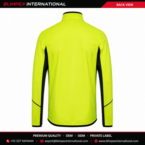 Veste coupe-vent softshell légère jaune fluo haute visibilité pour homme, personnalisable avec logo OEM, pour course à pied, cyclisme et activités de plein air. - Product Image 3