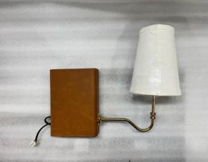 Traditional Iron Bookshelf Lamp Leather Backplate White Shade Handmade <b>Ornamental</b> Decorative Accent Light for Wedding Birthday - Product Image 1