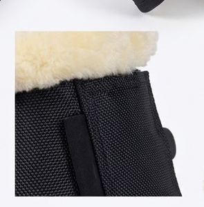 Custom Horse Bell Boots Neoprene Overreach Boots with Faux Sheepskin Fleece <b>Trim</b> & Hook Loop Fastener Solid Color Outdoor - Product Image 5