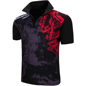 Custom Men's Premium Red Floral Printed Short Sleeve Polo Shirt Casual Breathable Polyester Fabric Men's Polo Shirt Regular Fit - Product Image 4