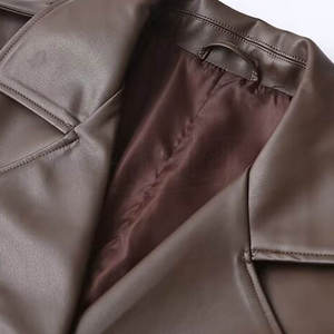 OEM Custom Logo Faux Leather Jacket Women's Outerwear Casual Jacket Bulk Order Private Label Factory - Product Image 6