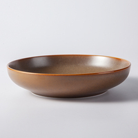 Assiette ronde en céramique marocaine, mexicaine, bavaroise, en porcelaine, marron, mate, 8 pouces, bon marché, utilisée dans les hôtels, pour le dîner, le dessert, les fruits, les salades