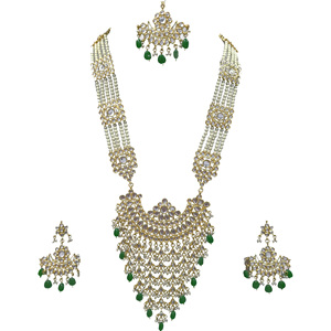 Indian Stylish Layered Pearl Rani Haar Long Kundan Necklace Jewellery Set Wedding Engagement Party Gift Antique Gold Plated - Product Image 5