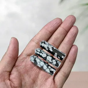 Obsidiana Natural de Copo de Nieve, Punta de Lápiz de Terminación Única, Pulida, Cristal Negro y Blanco, Gema, Proveedor Mayorista a Granel para Artesanías - Product Image 3