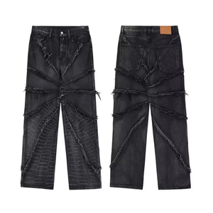 Pantalones Vaqueros de Cintura Alta, Pierna Ancha, Desgastados, Estilo Streetwear, Corte Holgado, Algodón de Peso Medio, para Otoño - Product Image 5