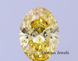 Diamant de laboratoire de qualité supérieure Fancy Vivid Yellow 4 carats taille ovale cultivé en laboratoire IGI certifié taille ovale VS clarté diamant en vrac cultivé en laboratoire - Product Image 1