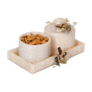 New Arrival 2026 Floral pearl decor Cylinder shape design Glam design jar Durable 250ml capacity Resin storage cylinder - Product Image 2