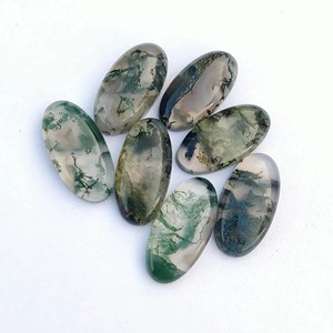 Venta al por mayor de piedras preciosas sueltas de ágata musgosa natural de grado AAA, en forma de cabujón ovalado grande de 8 mm con parte trasera plana, disponibles en todos los tamaños. - Product Image 6