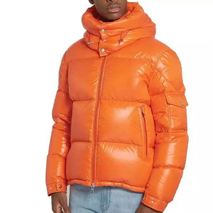 Veste matelassée réversible orange pour homme avec doublure bleue, col montant, fermeture éclair, manteau d'hiver épais, style décontracté - Product Image 6