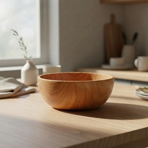 Bol de service de luxe en bois d'acacia massif, fait main, de qualité alimentaire, pour salades, fruits, pâtes, pain, collations, vaisselle de cuisine - Product Image 2