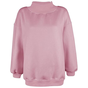 Burnt Orange Women Mock Neck Lined Casual Sweatshirt Long Sleeve Fleece Pullover Warm Loose <b>Fit</b> Front <b>Jumper</b> for Autumn Winter - Product Image 1