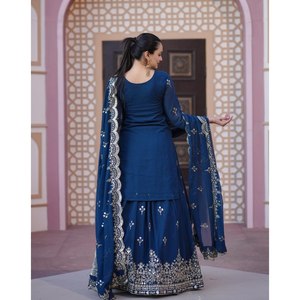 Traje Lehenga de diseñador para mujer con secuencia bordada Conjunto elegante de trabajo - Product Image 5
